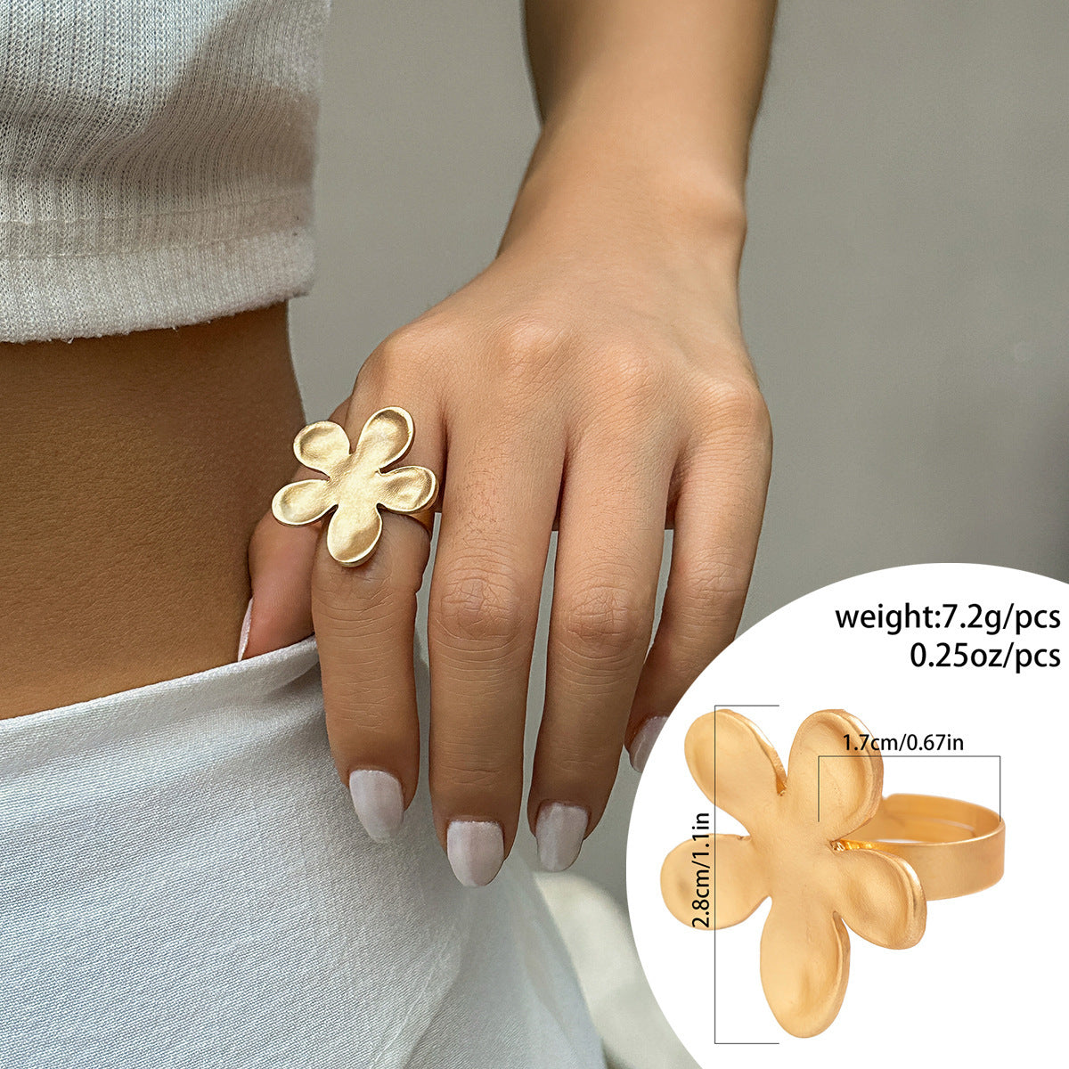 Euro-American Cross-Border Exaggerated French Disc Pleated Metal Ring