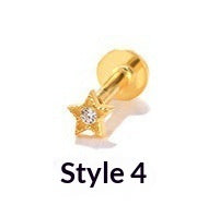 Geometric Diamond-studded Flat-head Helix Piercing Earring