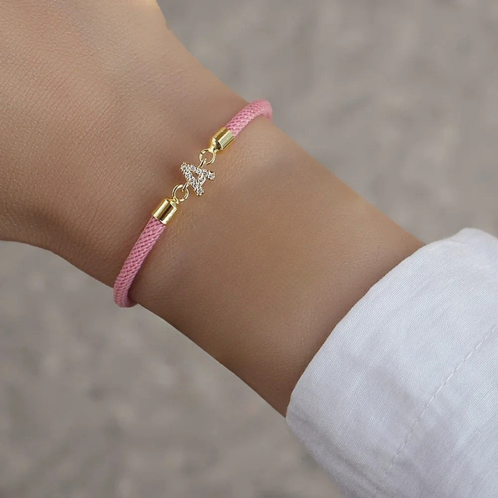 New Woven Colored Bracelet With Diamond Studded 26 Letter Bracelet