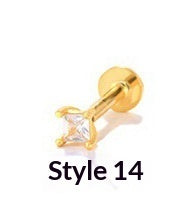 Geometric Diamond-studded Flat-head Helix Piercing Earring
