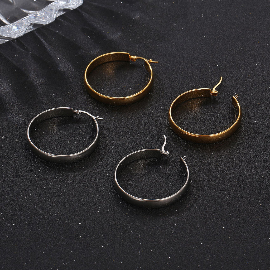 Fashionable Round Spherical Stainless Steel Hoop Earrings For Women