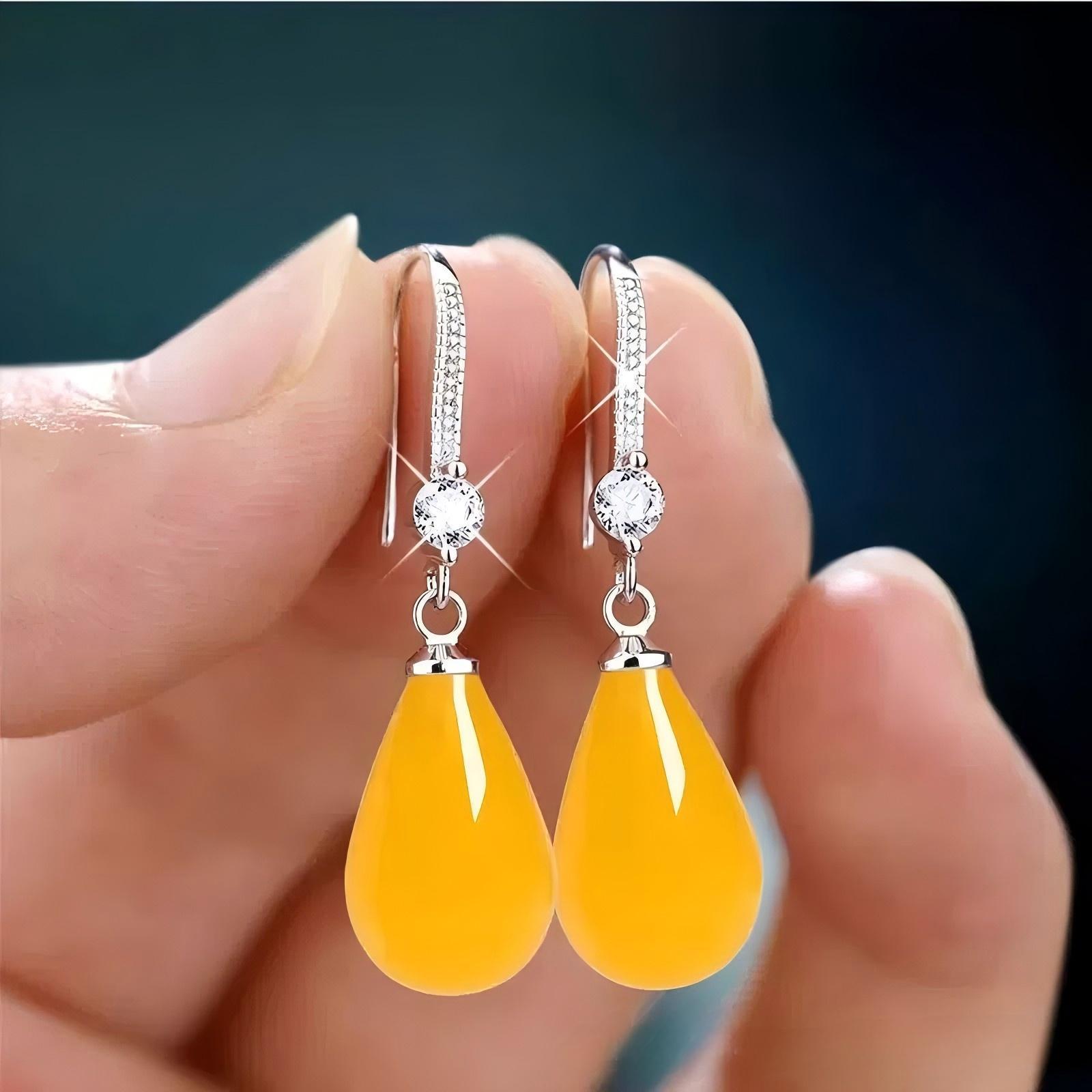 Water Drop Pendant Oval Earrings