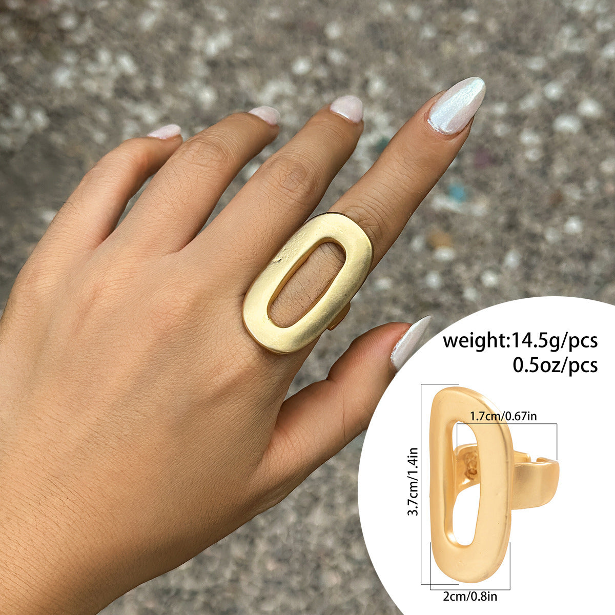 Euro-American Cross-Border Exaggerated French Disc Pleated Metal Ring