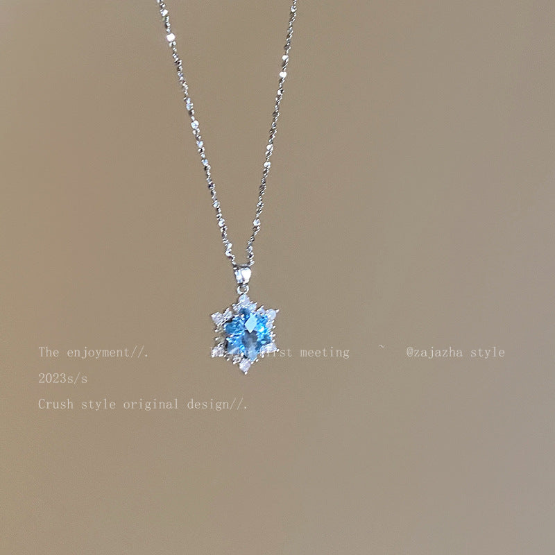 Snowflake Zircon Pendant Clavicle Necklace For Womenstylish And Minimalist