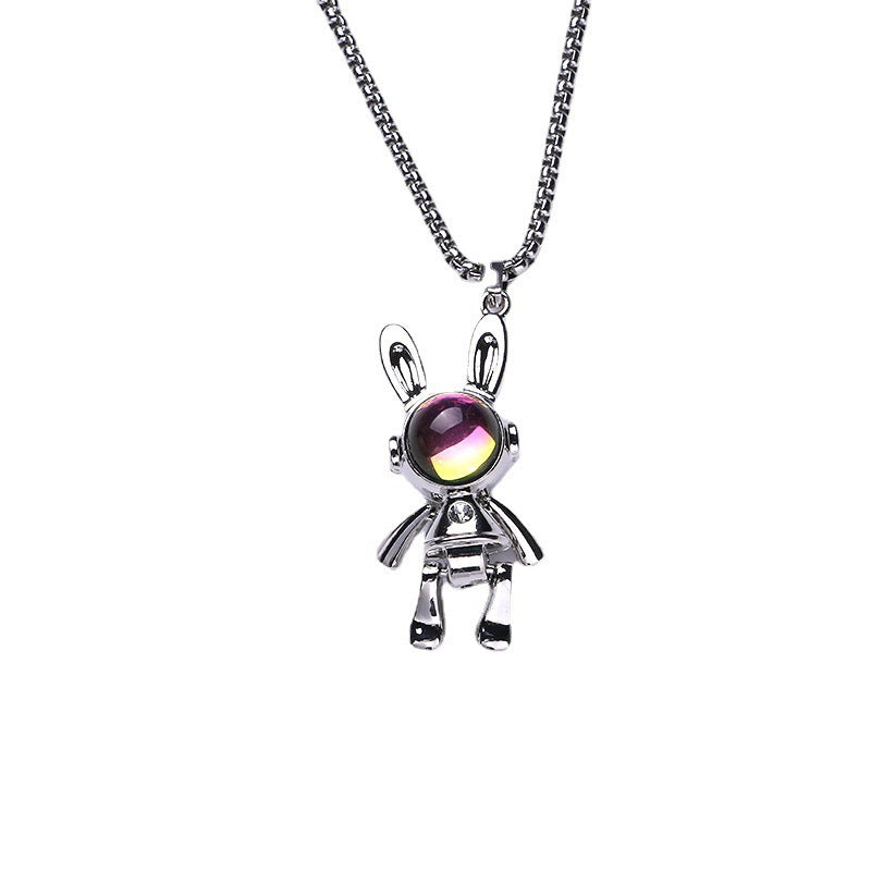 Mens Creative, Movable Mechanical Rabbit Necklace