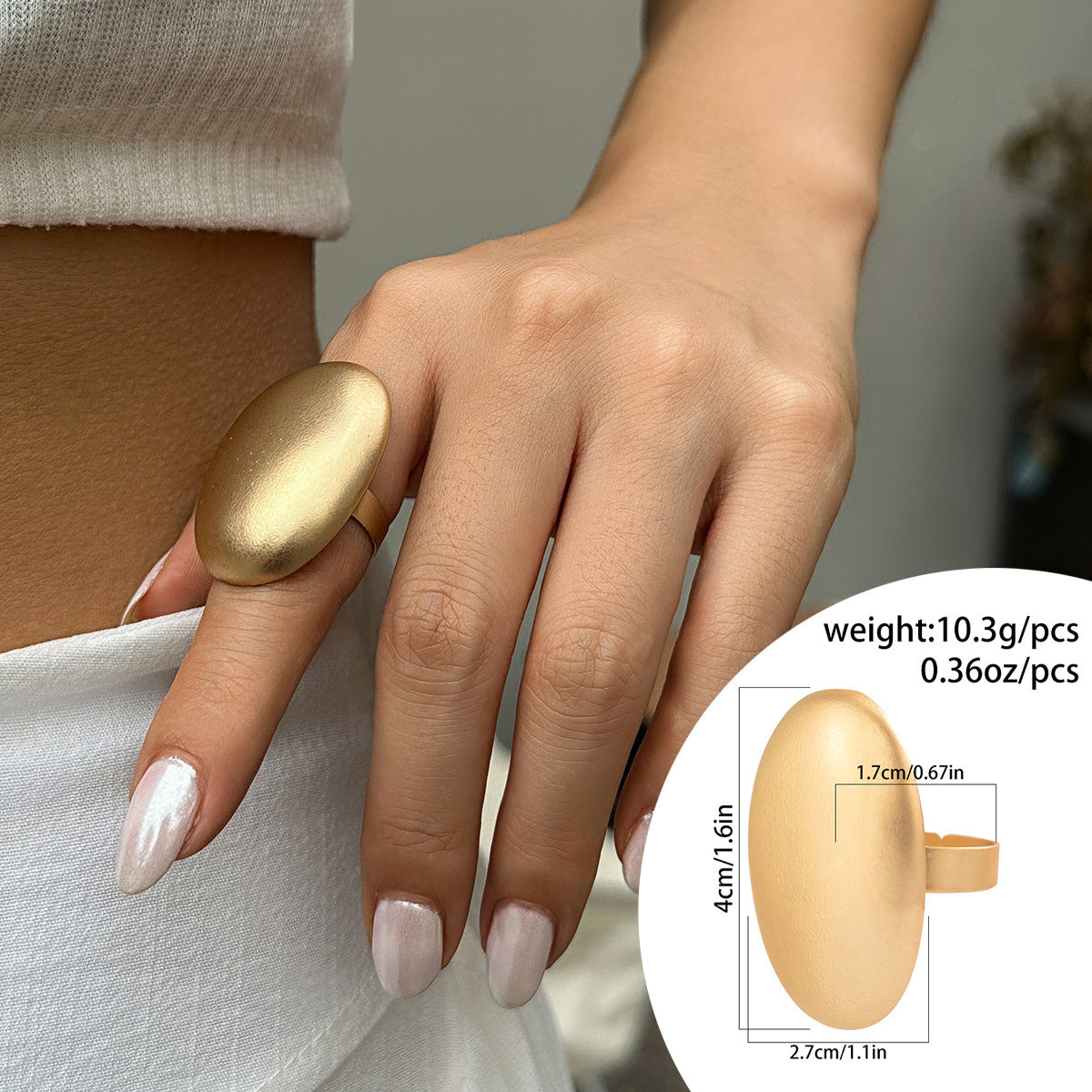 Euro-American Cross-Border Exaggerated French Disc Pleated Metal Ring