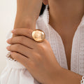 Euro-American Cross-Border Exaggerated French Disc Pleated Metal Ring