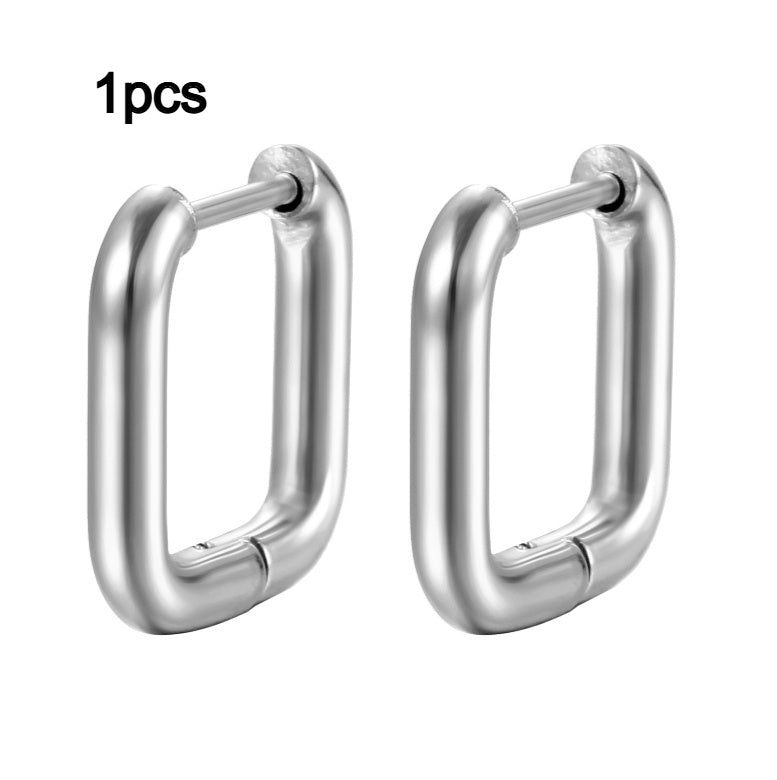 Geometric Irregular-shaped Stainless Steel Ear Clips Fashionable Titanium Steel