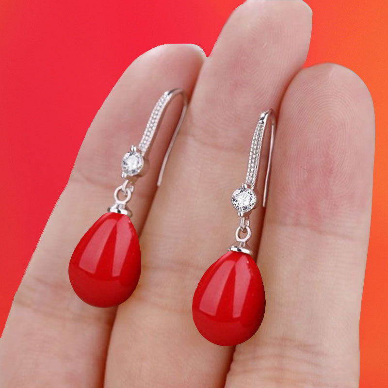 Water Drop Pendant Oval Earrings