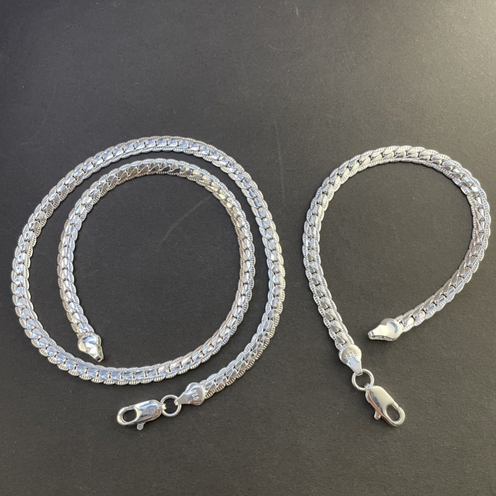 Silver-plated Fully Side-profile Chain Bracelet Jewelrystylish And On-trend